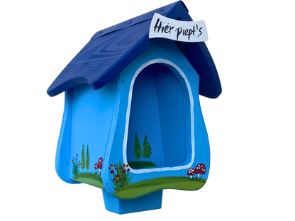Combined birdhouse - forester's house "Hier piept´s" standing