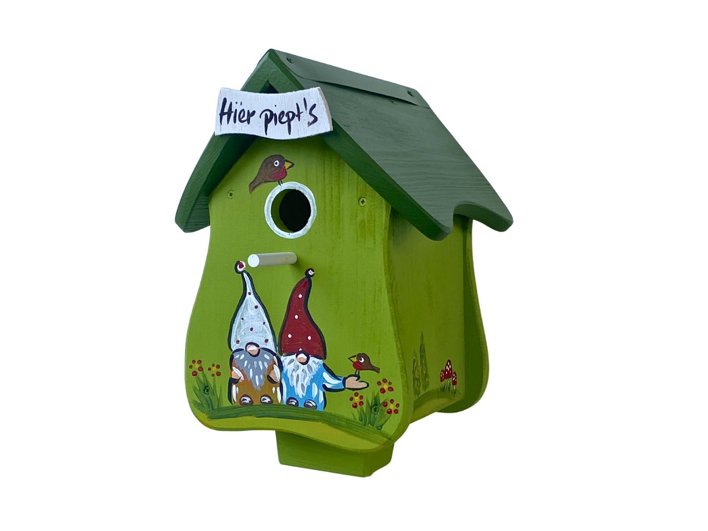 Kombiniertes Vogelhaus - Forsthaus "Hier piept´s" stehend