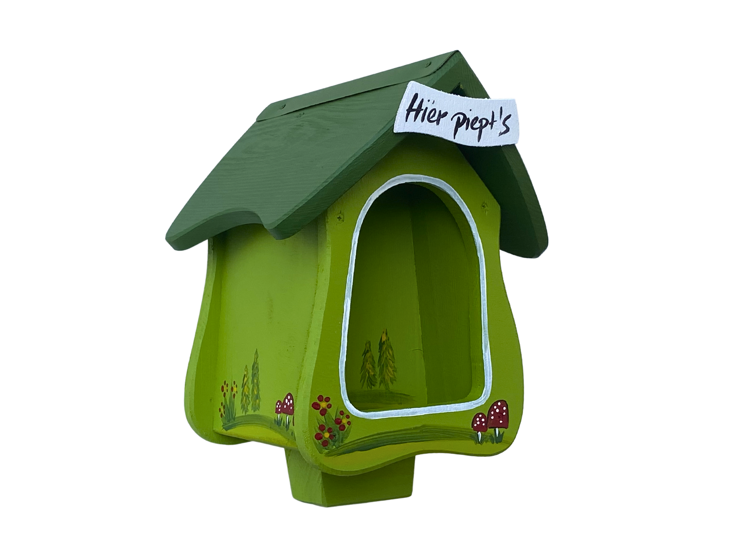 Combined birdhouse - forester's house "Hier piept´s" standing