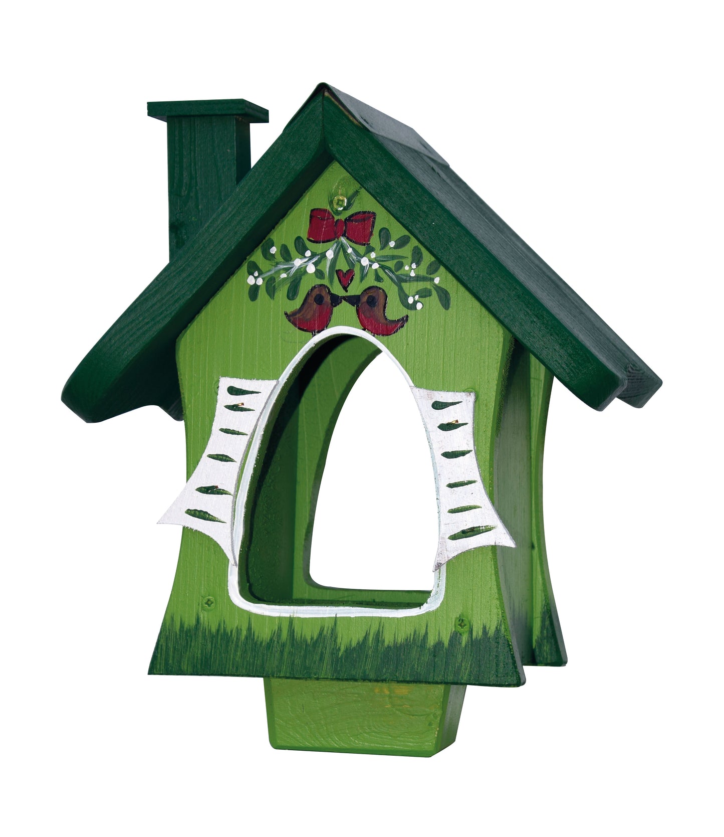 Futterhaus "Waldhütte mit Mistelzweig" stehend