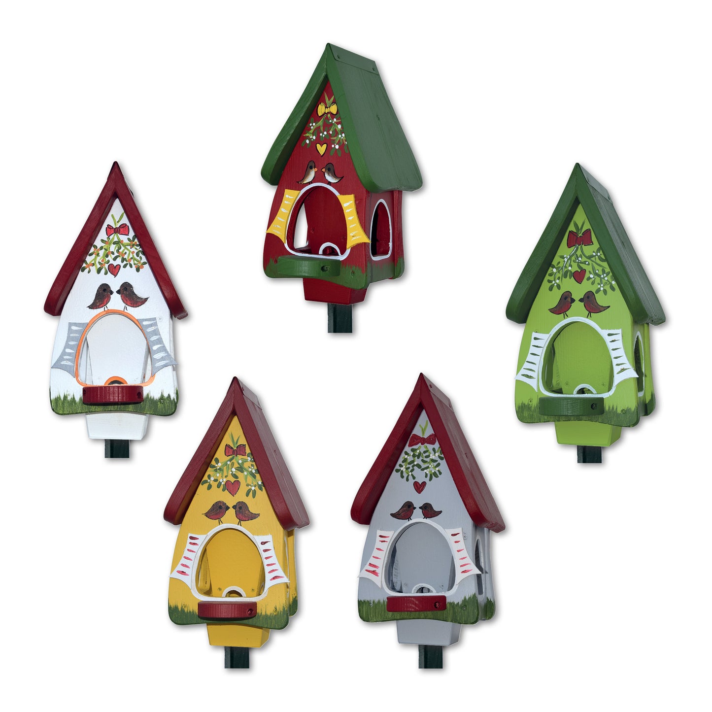 5er Set Futterhaus mit Silo - Futtervilla mini Hobbit Mistelzweig
