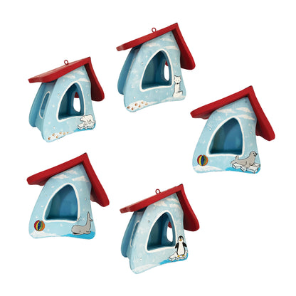 SET Vogelfutterhaus - Futtermini "Tiere des Eises“ 5 Stk.