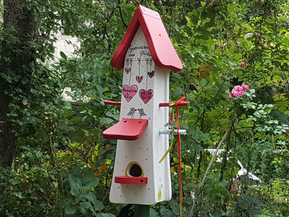 Futterhaus mit Silo - Futtertürmchen Gemeinsam ins Glück! - personalisiert
