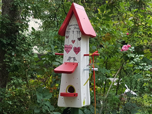 Futterhaus mit Silo - Futtertürmchen Gemeinsam ins Glück! - personalisiert