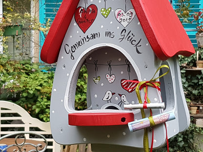 Futterhaus mit Silo - Futtervilla klein Gemeinsam ins Glück! - personalisiert