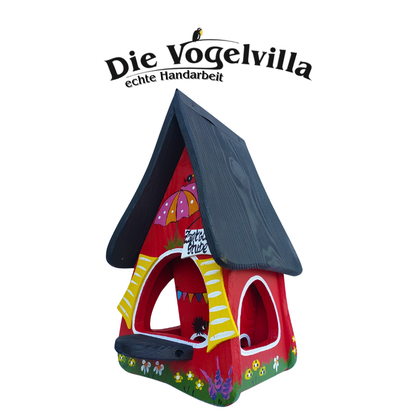 Futterhaus mit Silo - Futtervilla klein "Zwitscherstube" - Wandmontage