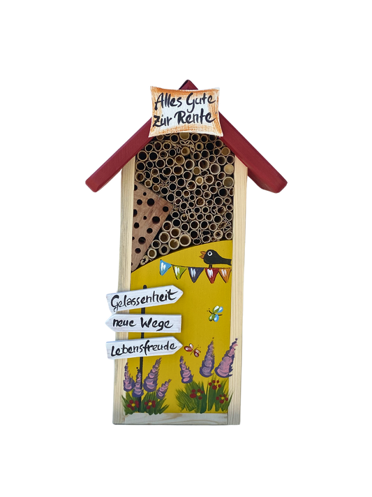Maison à insectes - Hôtel à insectes « Bonne retraite » en jaune