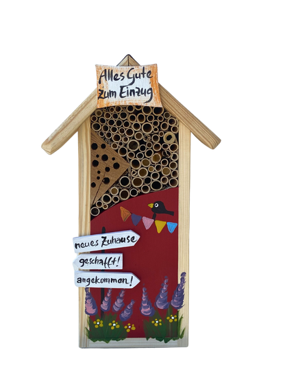 Maison à insectes - Hôtel à insectes « Happy Moving In » en rouge