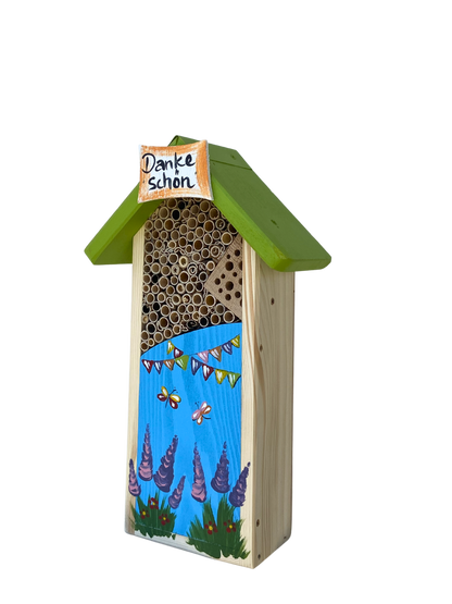 Maison à insectes - hôtel à insectes « Merci » en bleu clair