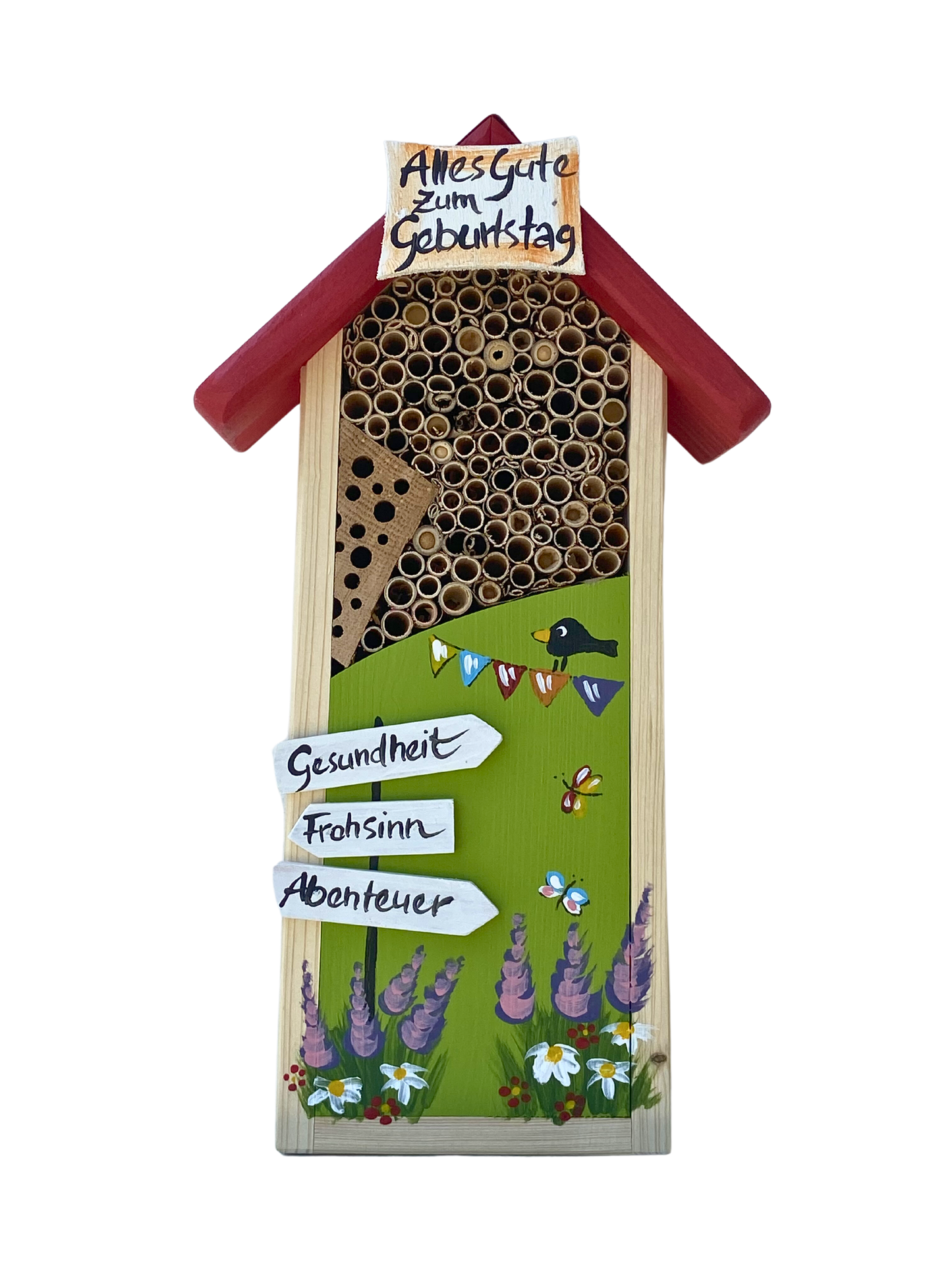 6er Set Insektenhaus - Insektenhotel klein "Alles Gute"