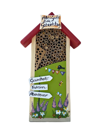 6er Set Insektenhaus - Insektenhotel klein "Alles Gute"