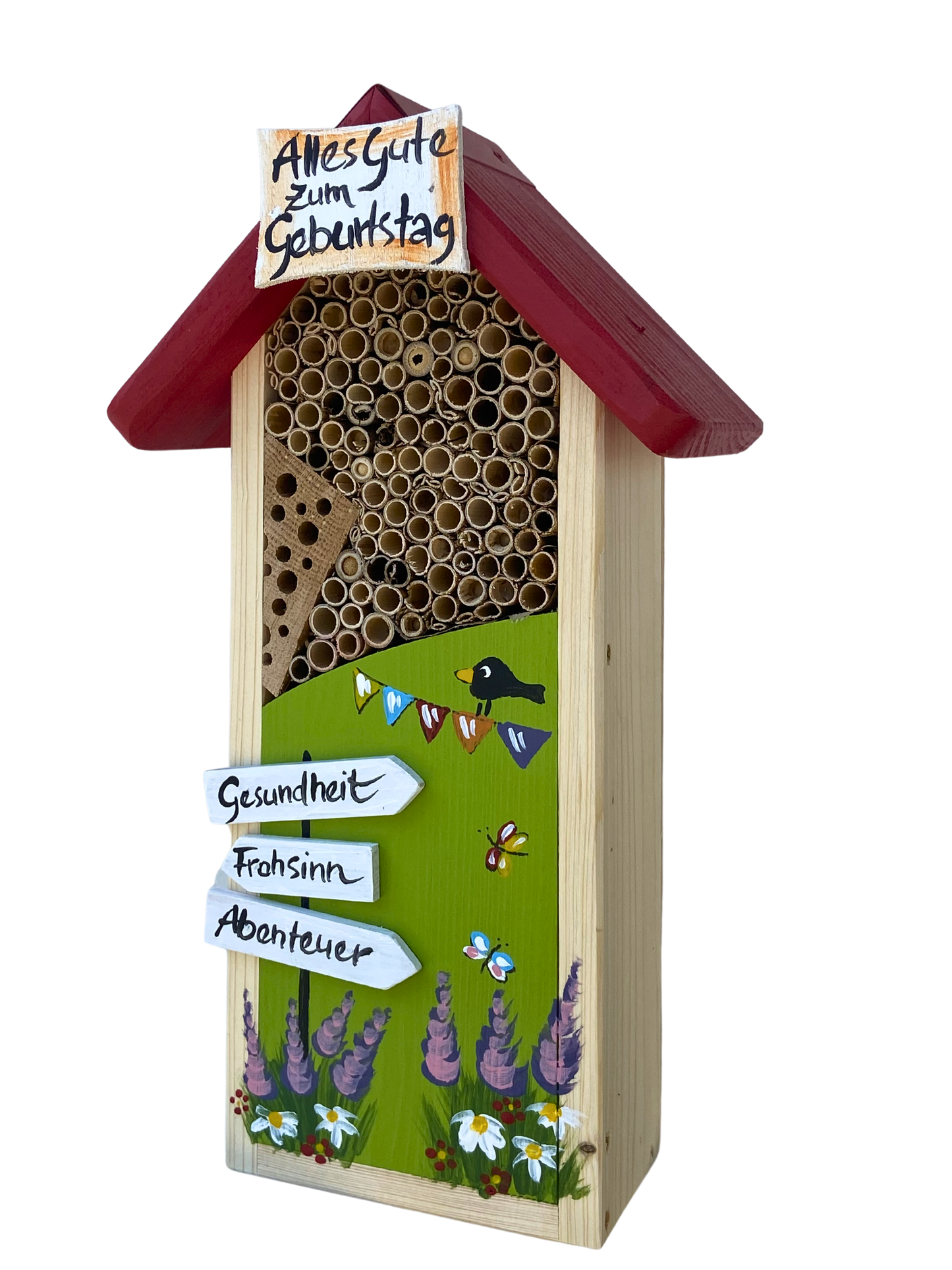 6er Set Insektenhaus - Insektenhotel klein "Alles Gute"