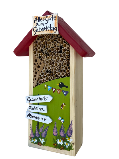 6er Set Insektenhaus - Insektenhotel klein "Alles Gute"