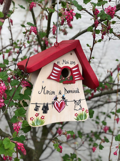 Nistkasten - Nistmini Zur Hochzeit natur - personalisiert