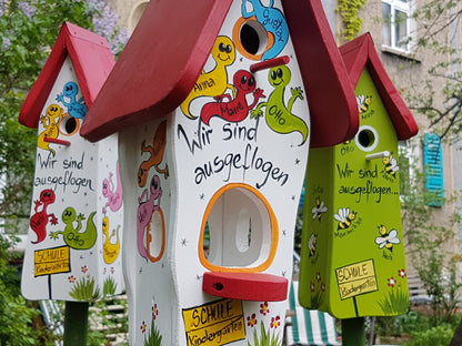 Kombiniertes Vogelhaus - Minivilla 1 Gespenster weiß - personalisiert