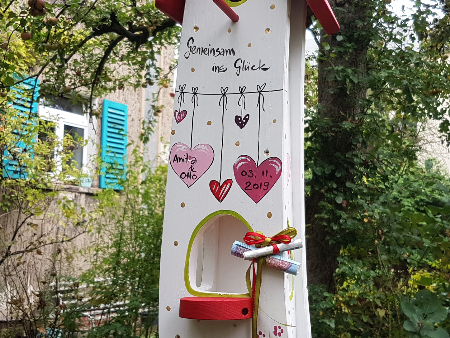 Kombiniertes Vogelhaus - Minivilla 2 Gemeinsam ins Glück! - personalisiert