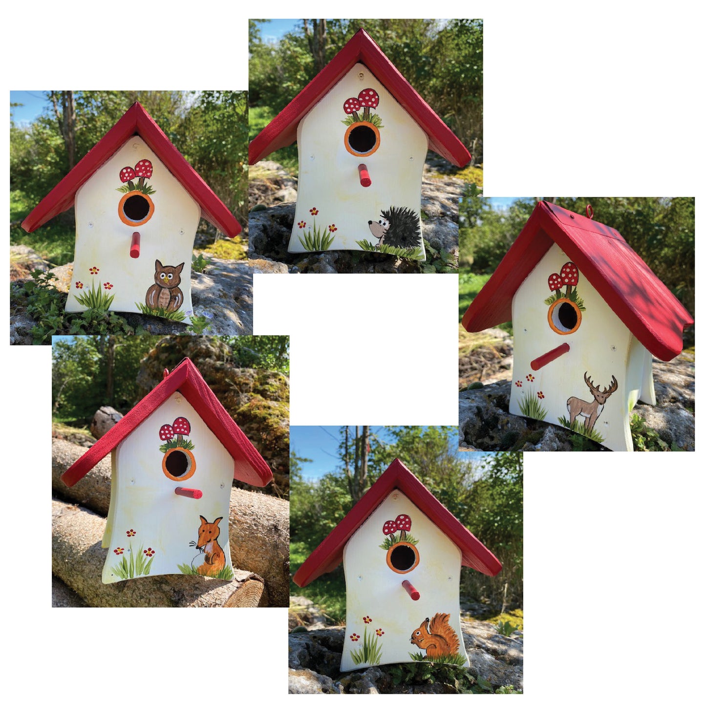 SET Nistkasten „Waldhütte Tiere des Waldes II" hängend 5 Stk.