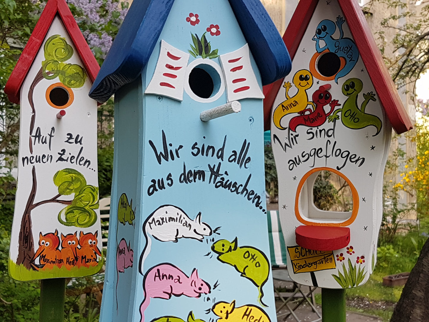 Nisttürmchen "Mäuse" Hellblau - personalisiert