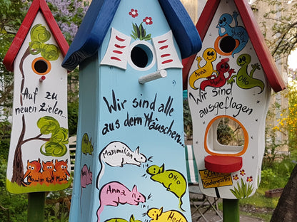 Nisttürmchen "Mäuse" Hellblau - personalisiert