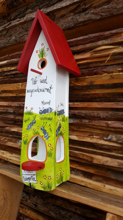 Kombiniertes Vogelhaus - Minivilla 2 Ameisen - personalisiert