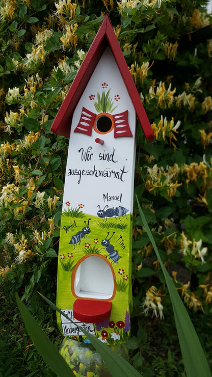 Kombiniertes Vogelhaus - Minivilla 2 Ameisen - personalisiert