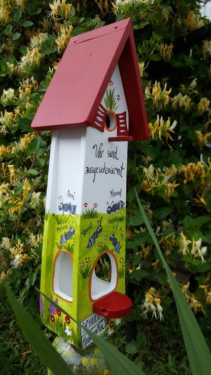 Kombiniertes Vogelhaus - Minivilla 2 Ameisen - personalisiert