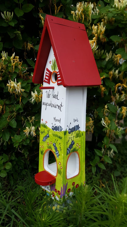 Kombiniertes Vogelhaus - Minivilla 2 Ameisen - personalisiert