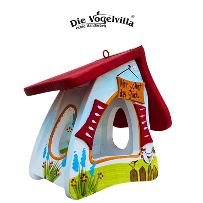 Vogelvilla Futterhaus - Futtermini "Hier wohnt das Glück"