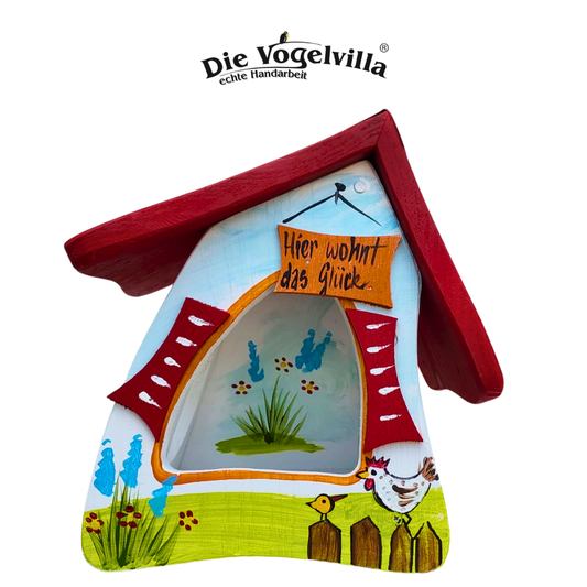 Vogelvilla Futterhaus - Futtermini "Hier wohnt das Glück"