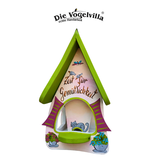 Futterhaus mit Silo - Futtervilla klein "Zeit für Gemütlichkeit"