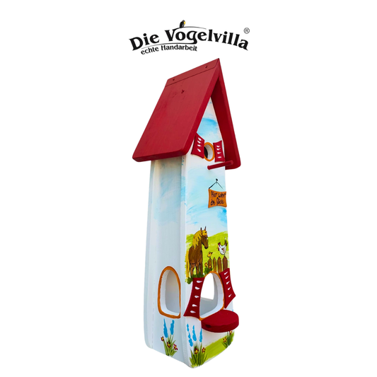 Vogelvilla Kombiniertes Vogelhaus - Minivilla 2 "Hier wohnt das Glück"