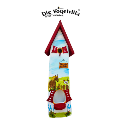 Vogelvilla Kombiniertes Vogelhaus - Minivilla 2 "Hier wohnt das Glück"