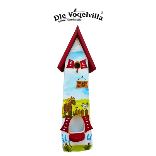 Vogelvilla Kombiniertes Vogelhaus - Minivilla 2 "Hier wohnt das Glück"