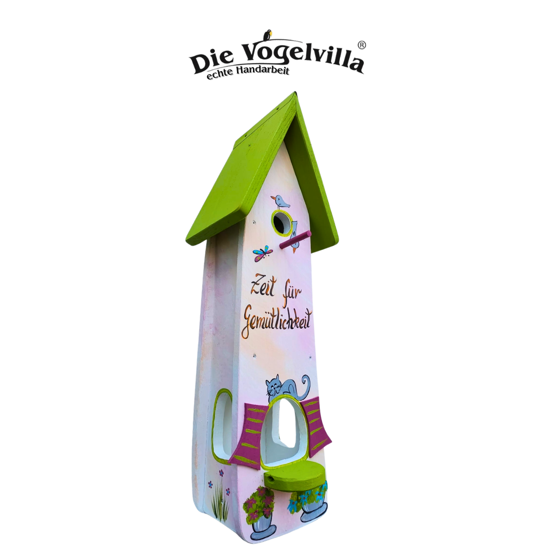 Kombiniertes Vogelhaus - Minivilla 2 "Zeit für Gemütlichkeit"