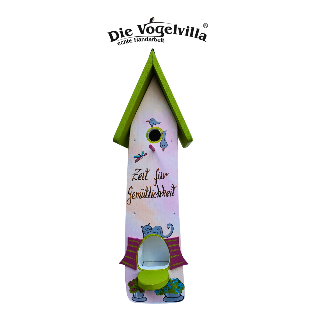 Kombiniertes Vogelhaus - Minivilla 2 "Zeit für Gemütlichkeit"