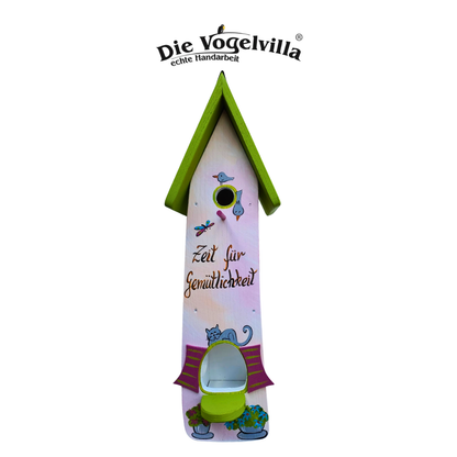 Kombiniertes Vogelhaus - Minivilla 2 "Zeit für Gemütlichkeit"
