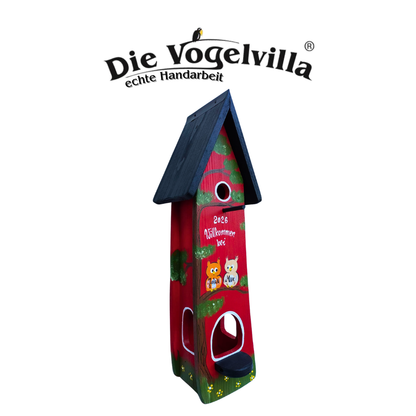 Kombiniertes Vogelhaus - Minivilla 2 mit Eulen- personalisiert