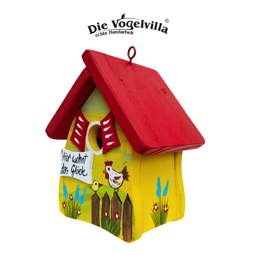 Vogelvilla Nistkasten - Niststube  "Hier wohnt das Glück" Hühner