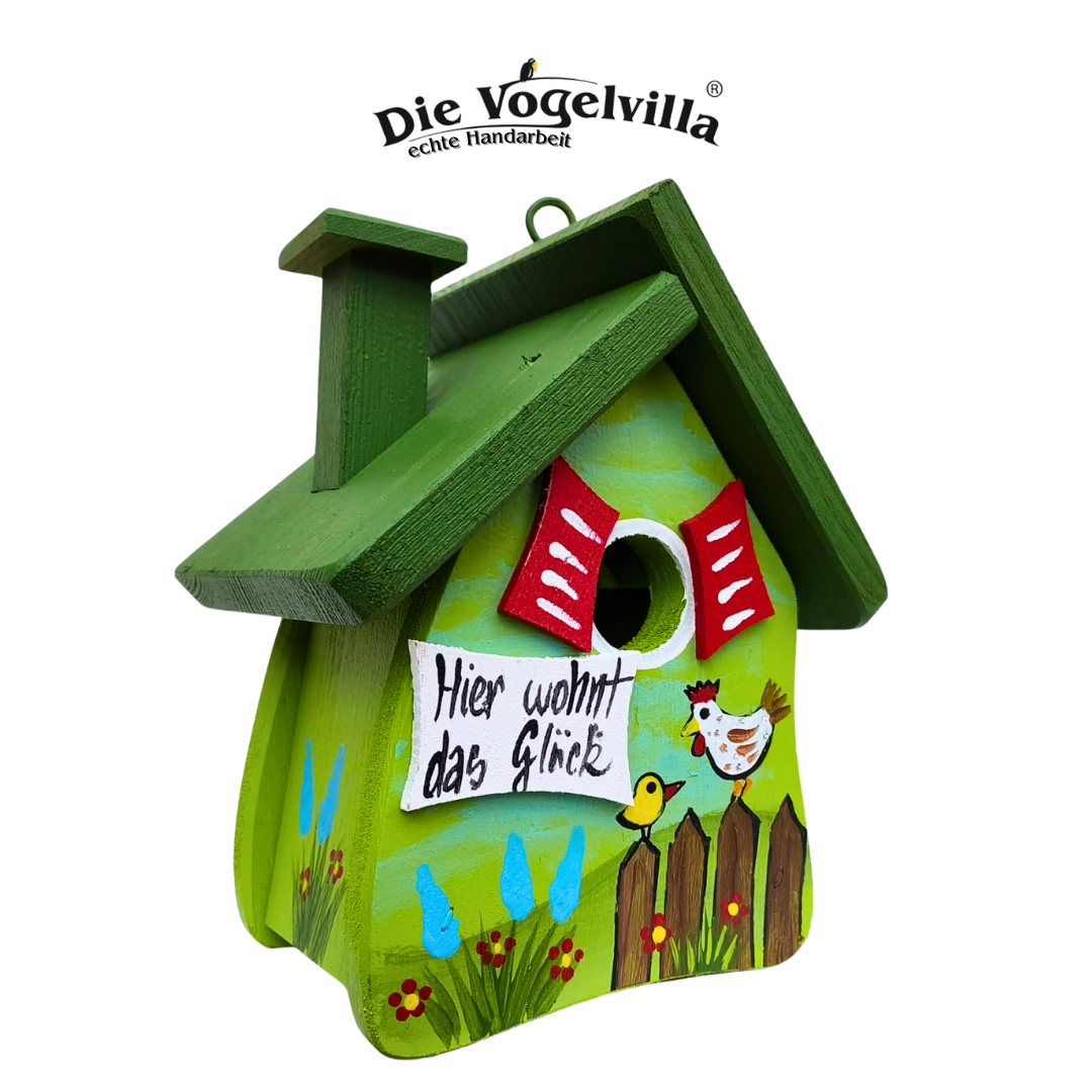 Vogelvilla Nistkasten - Niststube  "Hier wohnt das Glück" Hühner