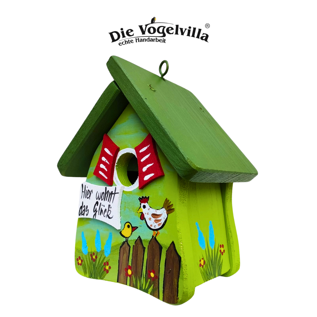 Vogelvilla Nistkasten - Niststube  "Hier wohnt das Glück" Hühner