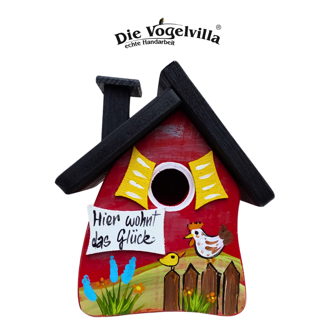 Vogelvilla Nistkasten - Niststube  "Hier wohnt das Glück" Hühner