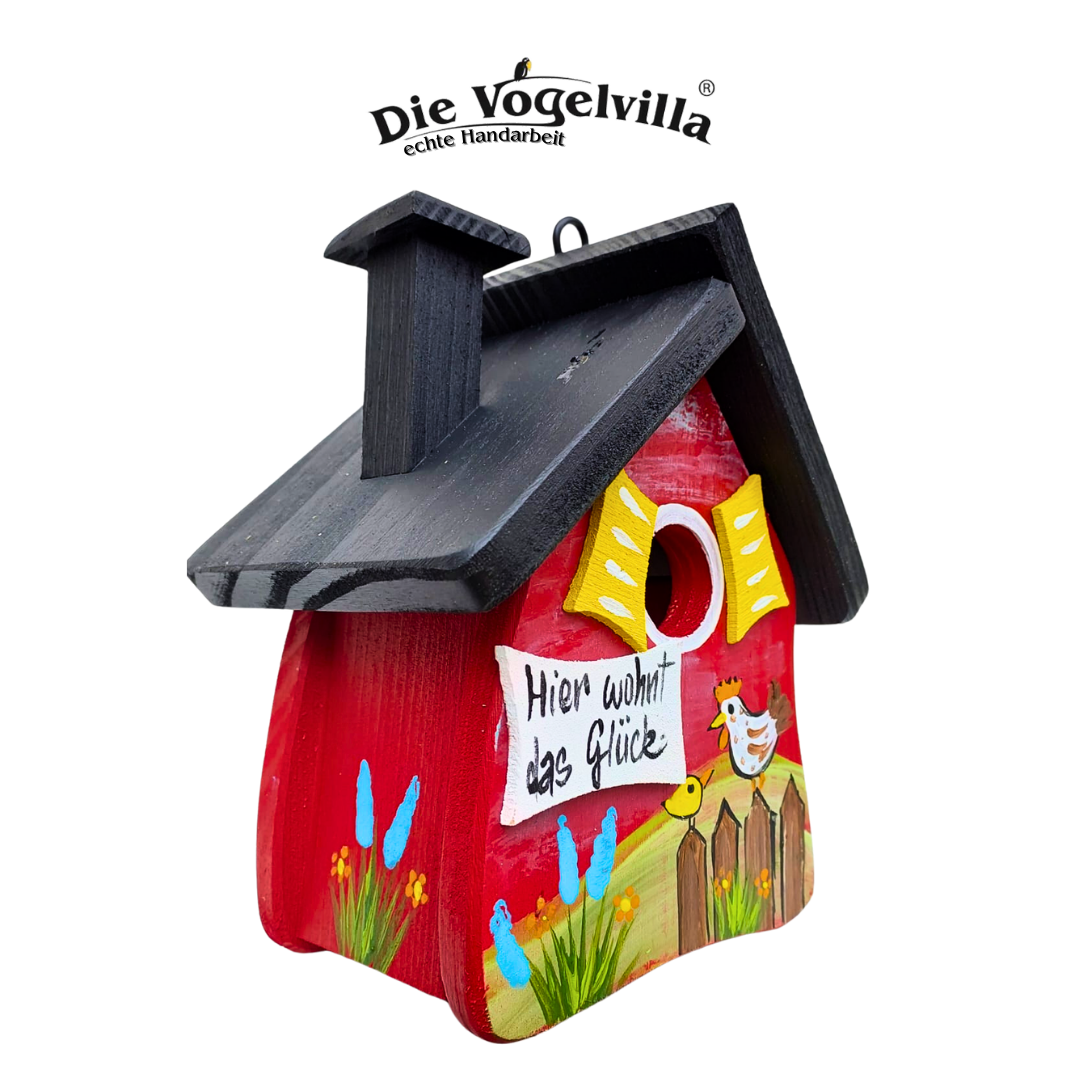 Vogelvilla Nistkasten - Niststube  "Hier wohnt das Glück" Hühner