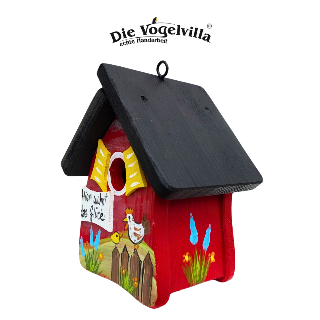 Vogelvilla Nistkasten - Niststube  "Hier wohnt das Glück" Hühner