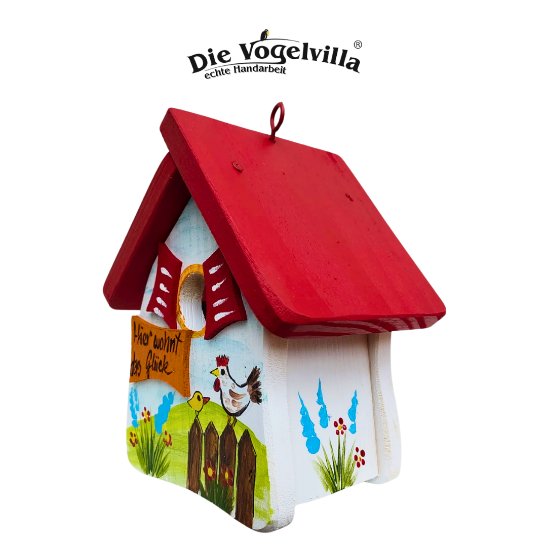 Vogelvilla Nistkasten - Niststube  "Hier wohnt das Glück" Hühner