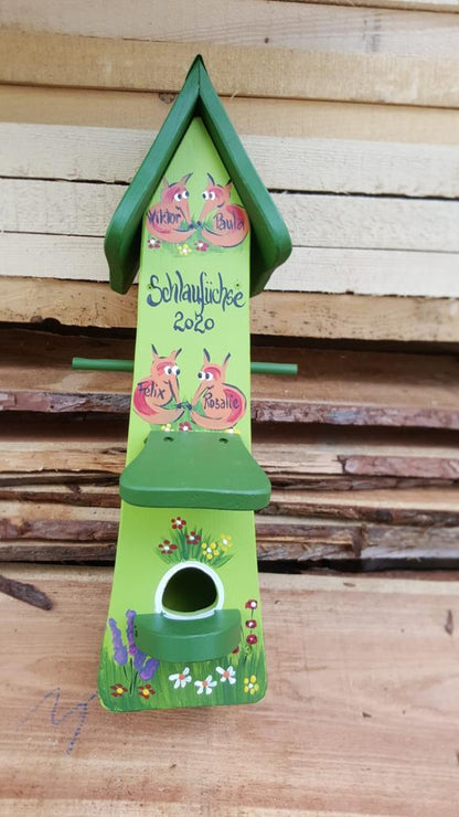Futtertürmchen Füchse kiwigrün - personalisiert