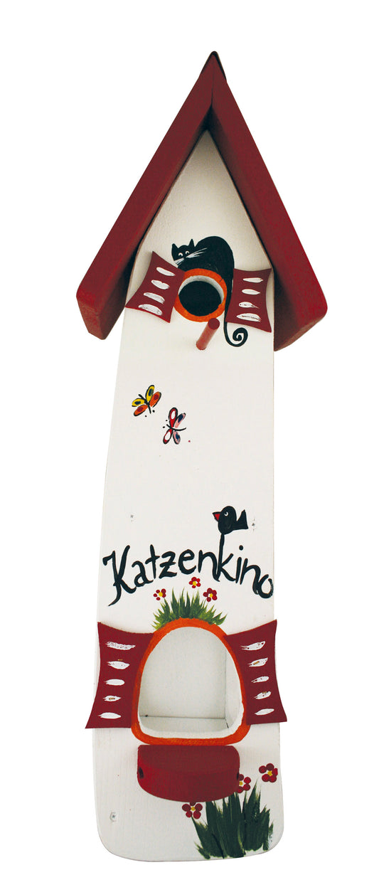 Kombiniertes Vogelhaus - Minivilla 2 Katzenkino weiß