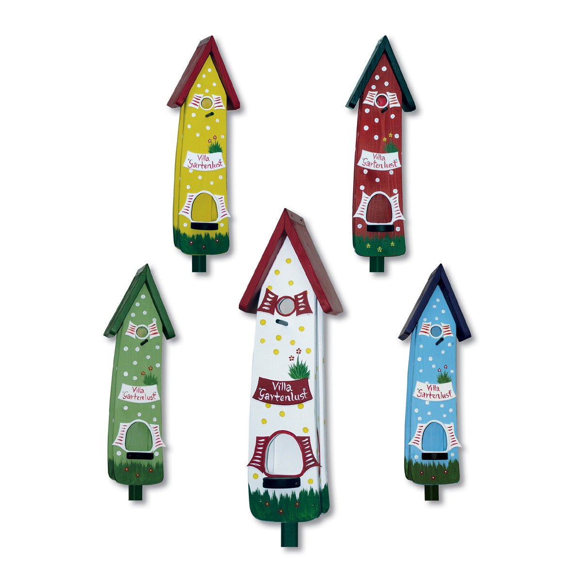 5er Set Kombiniertes Vogelhaus - Minivilla 2 Tupfen