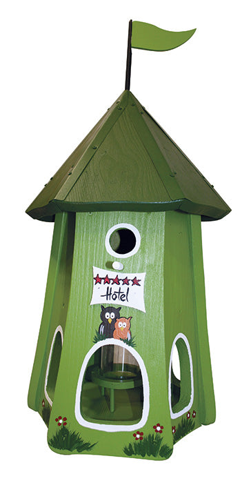 Kombiniertes Vogelhaus Turmhotel klein "Tiere des Waldes" mit Silo 2