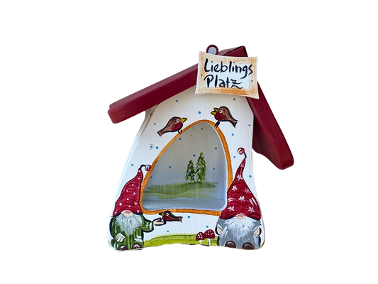 Maison d'alimentation - Fête de nourrissage pour mini nains « Endroit préféré » en blanc