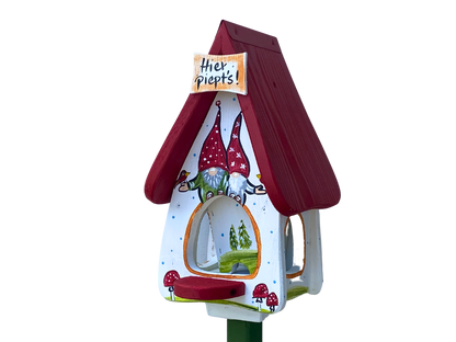 Feeding house with silo - Feeding villa mini - Dwarf party "It's chirping here" in white